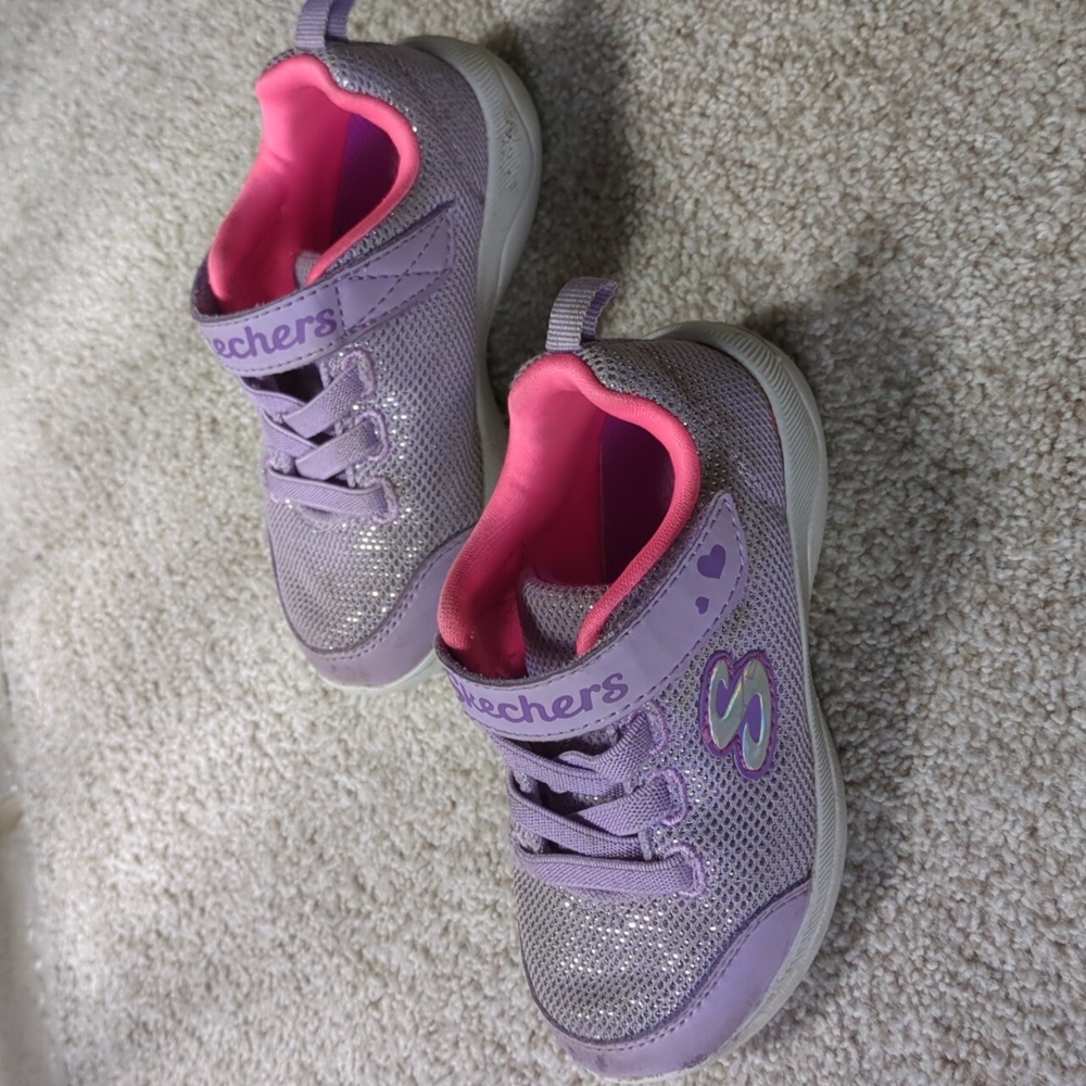 Skechers Sparkly Purple and Pink Tennis Shoes - Picture 2 of 5